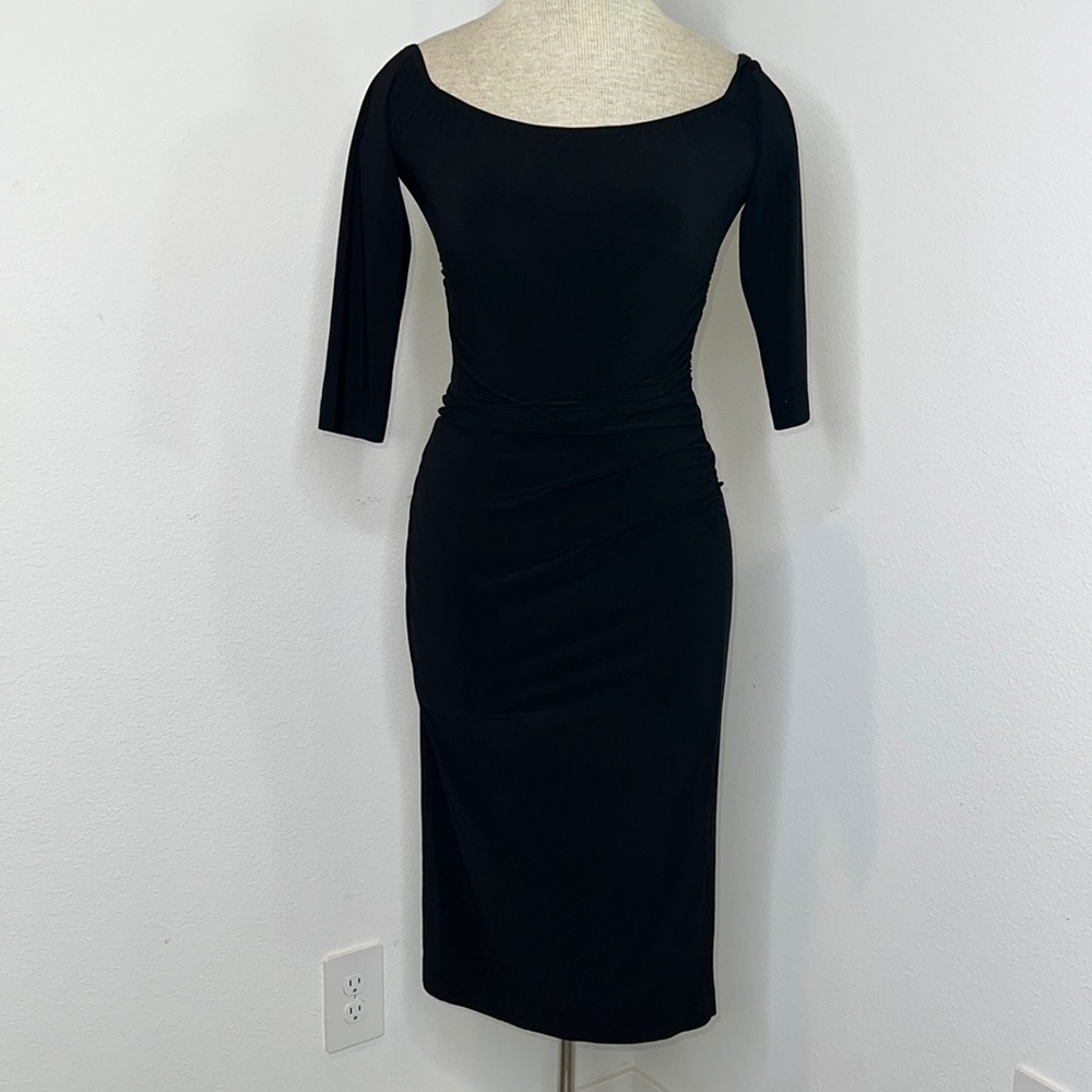 🔹 Norma Kamali Shirred Waist Black Dress